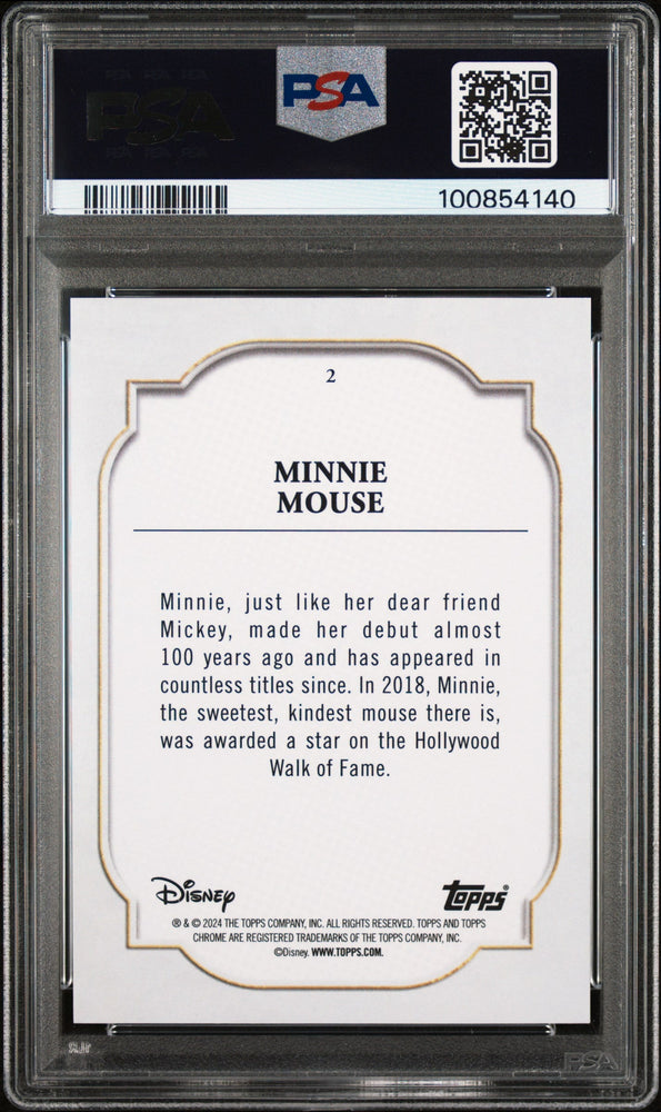 Graded 2024 Topps Chrome Disney Minnie Mouse #2 Trading Card PSA 10 Gem Mint