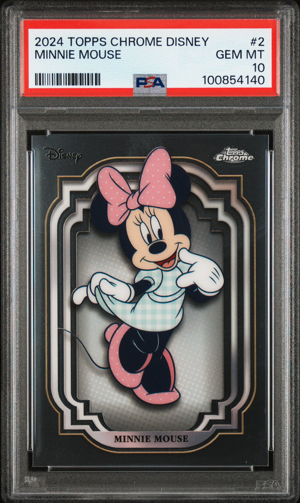 Graded 2024 Topps Chrome Disney Minnie Mouse #2 Trading Card PSA 10 Gem Mint