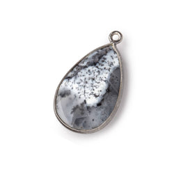 26x17mm Black Gold Bezeled Dendritic Opal Faceted Pear Focal Bead Pendant 1 piece (ONLINE ORDER ONLY)