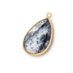 26x17mm Vermeil Bezel Dendritic Opal Faceted Pear Focal Bead Pendant 1 piece (ONLINE ORDER ONLY)