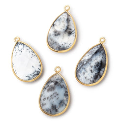 26x17mm Vermeil Bezel Dendritic Opal Faceted Pear Focal Bead Pendant 1 piece (ONLINE ORDER ONLY)