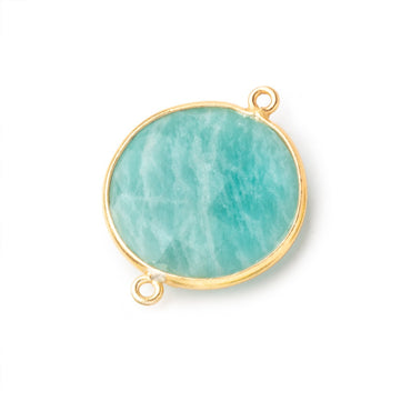 22mm Vermeil Bezeled Amazonite Coin Focal Bead Connector 1 pc (ONLINE ORDER ONLY)