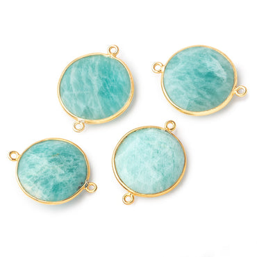 22mm Vermeil Bezeled Amazonite Coin Focal Bead Connector 1 pc (ONLINE ORDER ONLY)