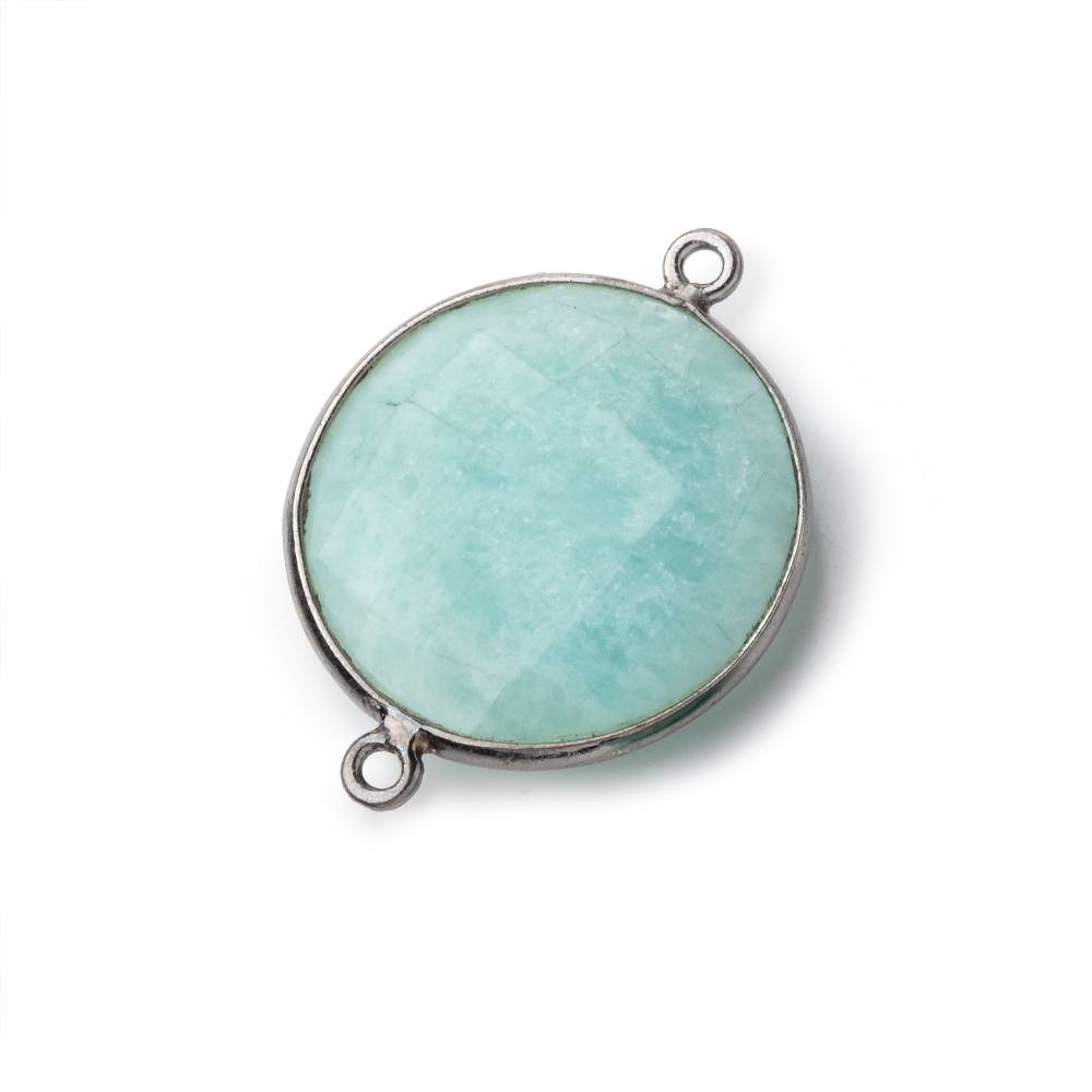 22mm Black Gold Bezeled Amazonite Coin Focal Bead Connector 1 pc (ONLINE ORDER ONLY)
