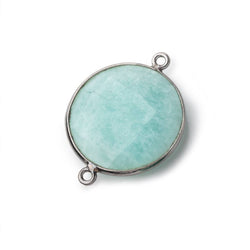 22mm Black Gold Bezeled Amazonite Coin Focal Bead Connector 1 pc (ONLINE ORDER ONLY)