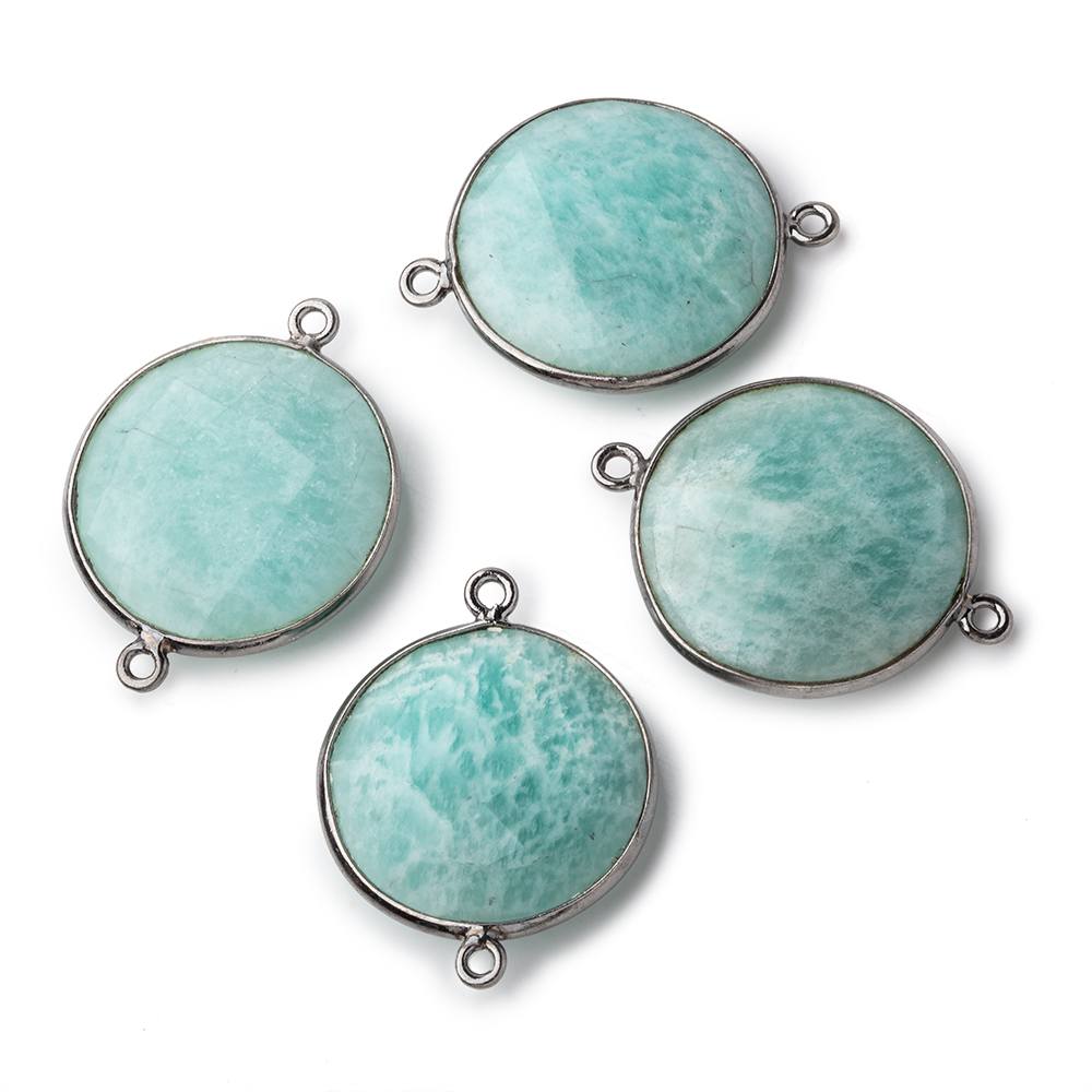 22mm Black Gold Bezeled Amazonite Coin Focal Bead Connector 1 pc (ONLINE ORDER ONLY)