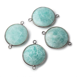 22mm Black Gold Bezeled Amazonite Coin Focal Bead Connector 1 pc (ONLINE ORDER ONLY)