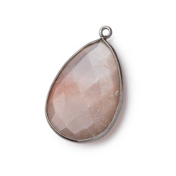 26x17mm Black Gold Bezeled Chocolate Moonstone Pear Focal Pendant 1 pc (ONLINE ORDER ONLY)