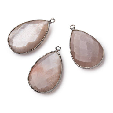 26x17mm Black Gold Bezeled Chocolate Moonstone Pear Focal Pendant 1 pc (ONLINE ORDER ONLY)