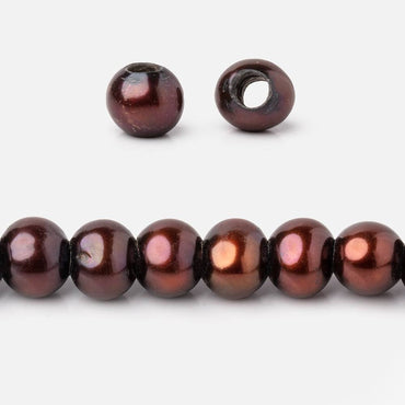 6-6.5mm Orangy Brown Off Round 2.5mm Large Hole Pearls 15 inch 78 pieces (ONLINE ORDER ONLY)
