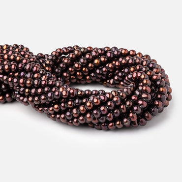 6-6.5mm Orangy Brown Off Round 2.5mm Large Hole Pearls 15 inch 78 pieces (ONLINE ORDER ONLY)