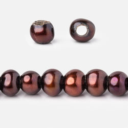6-7.5mm Cherry Brown Off Round 2.5mm Large Hole Pearls 15 inch 75 pieces (ONLINE ORDER ONLY)