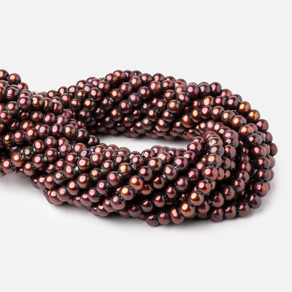 6-7.5mm Cherry Brown Off Round 2.5mm Large Hole Pearls 15 inch 75 pieces (ONLINE ORDER ONLY)