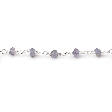 3-3.5mm Iolite faceted rondelle Silver plated Chain by the foot 39 pieces (ONLINE ORDER ONLY)