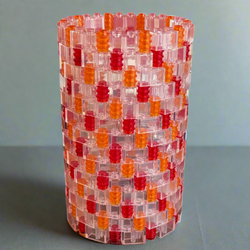 Clear, Red, and Orange Modular Vase – Built with LEGO®-Compatible Bricks (ONLINE ORDER ONLY)
