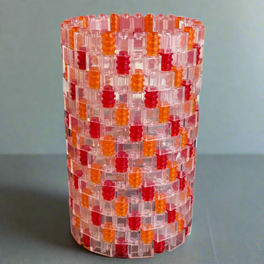 Clear, Red, and Orange Modular Vase – Built with LEGO®-Compatible Bricks (ONLINE ORDER ONLY)