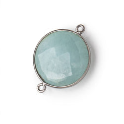 21mm Black Gold Bezeled Aquamarine Coin Focal Bead Connector 1 pc (ONLINE ORDER ONLY)