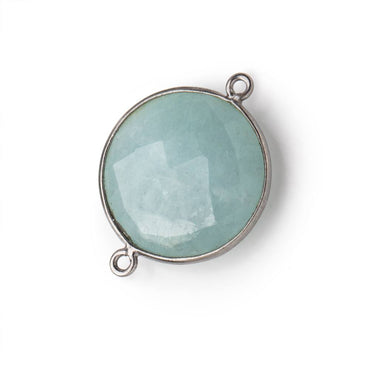 21mm Black Gold Bezeled Aquamarine Coin Focal Bead Connector 1 pc (ONLINE ORDER ONLY)