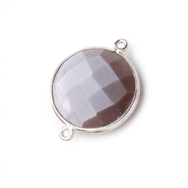 22mm Silver Bezeled Milk Chocolate Moonstone Coin Focal Connector 1 pc (ONLINE ORDER ONLY)
