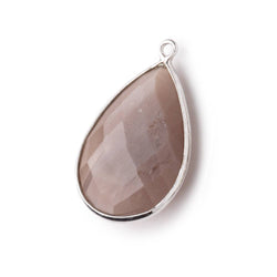 26x17mm Silver Bezeled Chocolate Moonstone Pear Focal Pendant 1 pc (ONLINE ORDER ONLY)