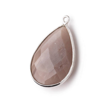 26x17mm Silver Bezeled Chocolate Moonstone Pear Focal Pendant 1 pc (ONLINE ORDER ONLY)