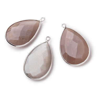 26x17mm Silver Bezeled Chocolate Moonstone Pear Focal Pendant 1 pc (ONLINE ORDER ONLY)