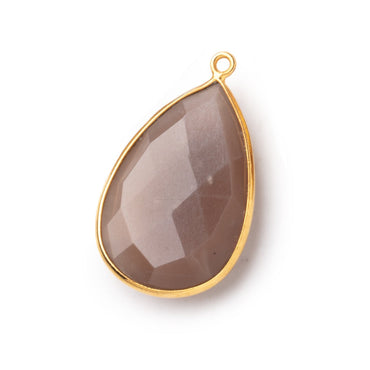 26x17mm Vermeil Bezeled Chocolate Moonstone Pear Focal Pendant 1 pc (ONLINE ORDER ONLY)