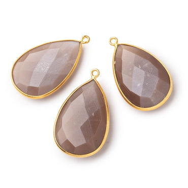 26x17mm Vermeil Bezeled Chocolate Moonstone Pear Focal Pendant 1 pc (ONLINE ORDER ONLY)