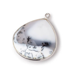 26x26mm Silver Bezel Dendritic Opal Faceted Heart Focal Bead Pendant 1 piece (ONLINE ORDER ONLY)