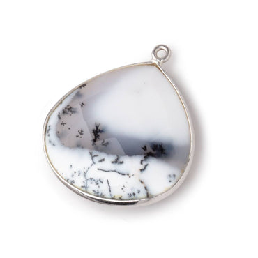 26x26mm Silver Bezel Dendritic Opal Faceted Heart Focal Bead Pendant 1 piece (ONLINE ORDER ONLY)