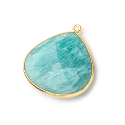 26x26mm Vermeil Bezeled Amazonite Heart Focal Bead Pendant 1 pc (ONLINE ORDER ONLY)