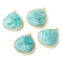 26x26mm Vermeil Bezeled Amazonite Heart Focal Bead Pendant 1 pc (ONLINE ORDER ONLY)