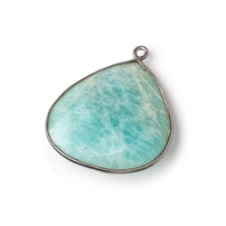 26x26mm Black Gold Bezeled Amazonite Heart Focal Bead Pendant 1 pc (ONLINE ORDER ONLY)