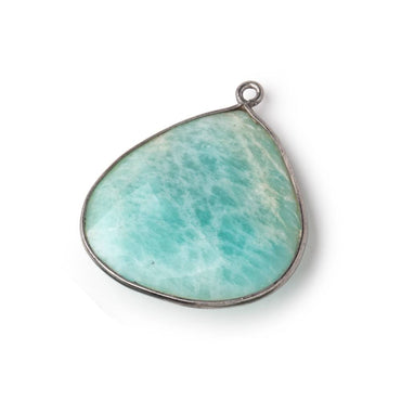 26x26mm Black Gold Bezeled Amazonite Heart Focal Bead Pendant 1 pc (ONLINE ORDER ONLY)