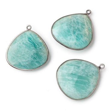 26x26mm Black Gold Bezeled Amazonite Heart Focal Bead Pendant 1 pc (ONLINE ORDER ONLY)