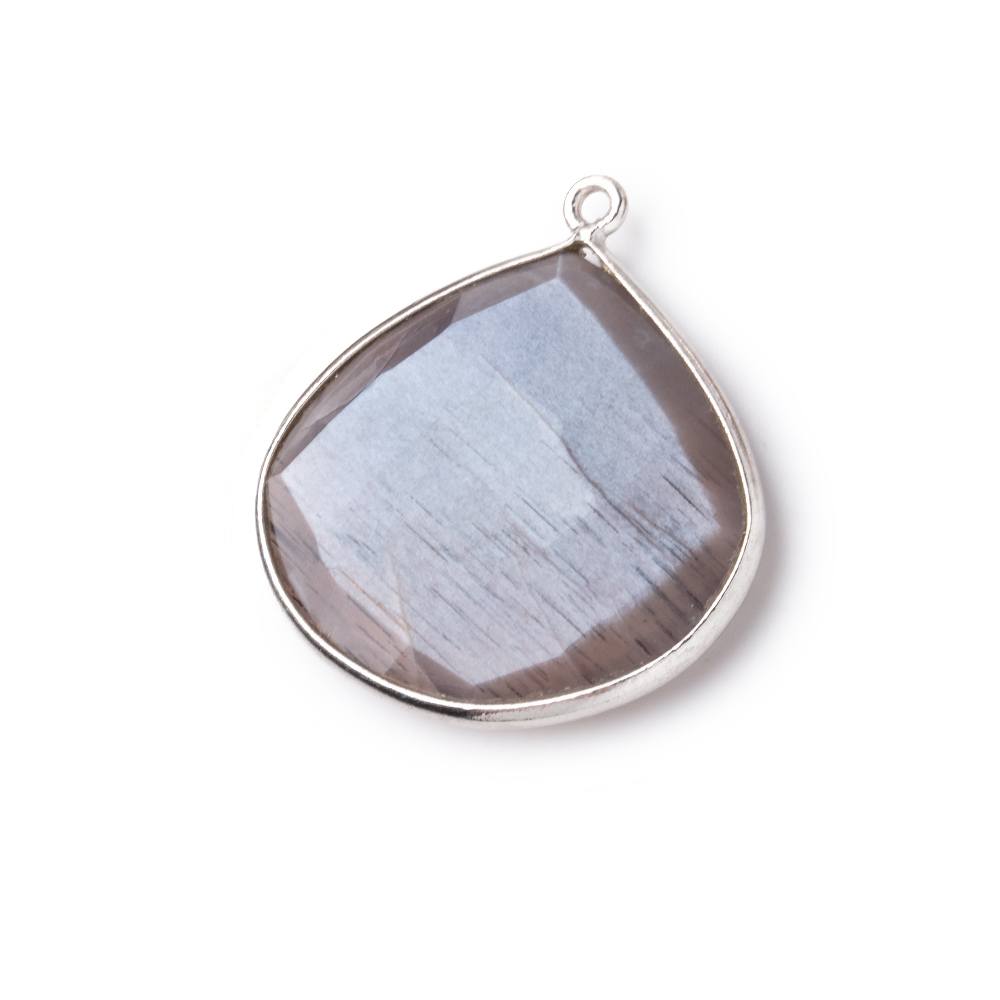 26x26mm Silver Bezeled Chocolate Moonstone Heart Focal Pendant 1 pc (ONLINE ORDER ONLY)