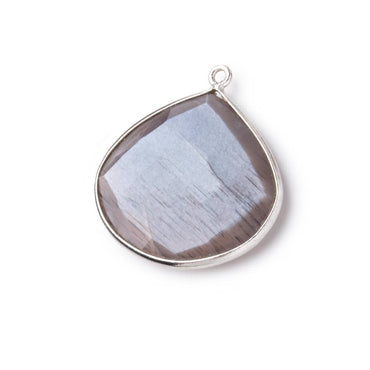 26x26mm Silver Bezeled Chocolate Moonstone Heart Focal Pendant 1 pc (ONLINE ORDER ONLY)