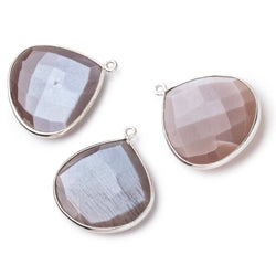 26x26mm Silver Bezeled Chocolate Moonstone Heart Focal Pendant 1 pc (ONLINE ORDER ONLY)