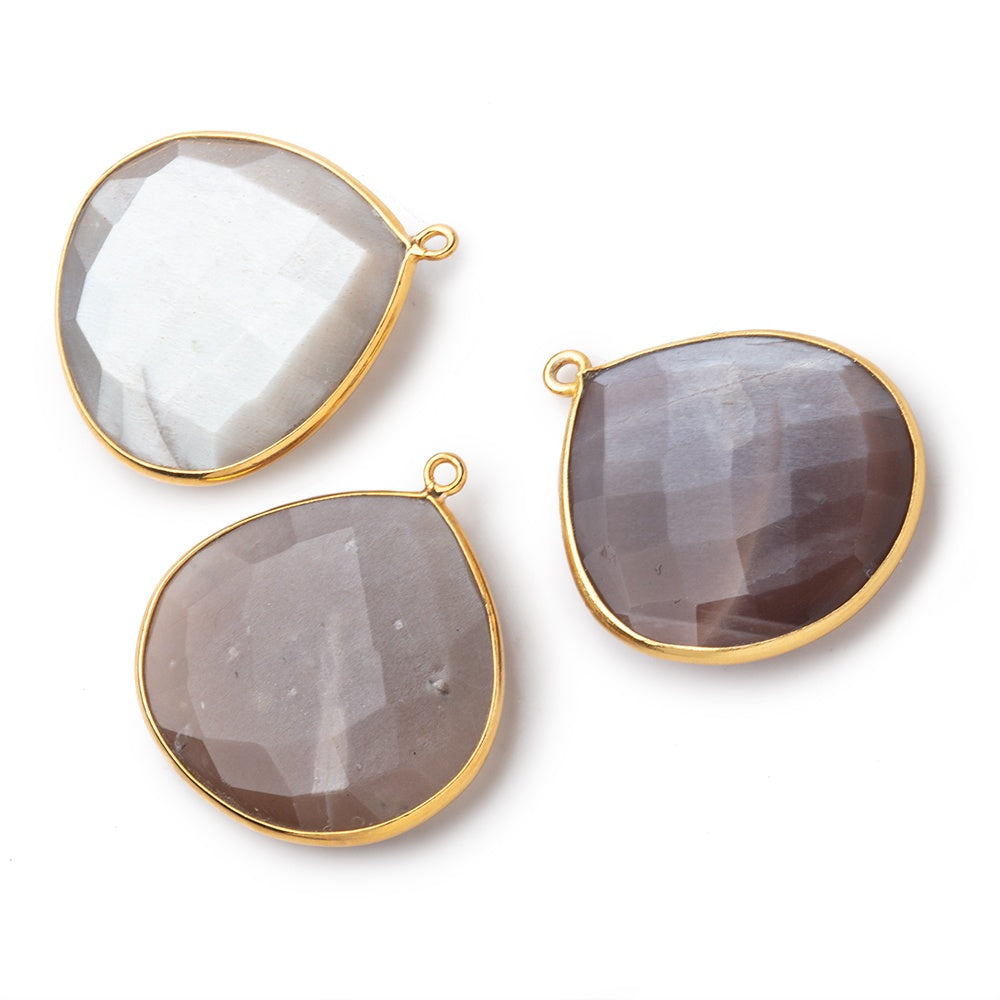 26x26mm Vermeil Bezeled Chocolate Moonstone Heart Focal Pendant 1 pc (ONLINE ORDER ONLY)