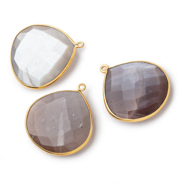 26x26mm Vermeil Bezeled Chocolate Moonstone Heart Focal Pendant 1 pc (ONLINE ORDER ONLY)
