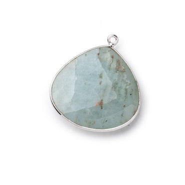 26x26mm Silver Bezeled Aquamarine Heart Focal Bead Pendant 1 pc (ONLINE ORDER ONLY)