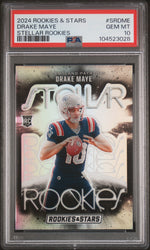 Graded 2024 Panini Rookies & Stars Drake Maye #SRDME Stellar Rookies Rookie RC Football Card PSA 10 Gem Mint (ONLINE ORDER ONLY)