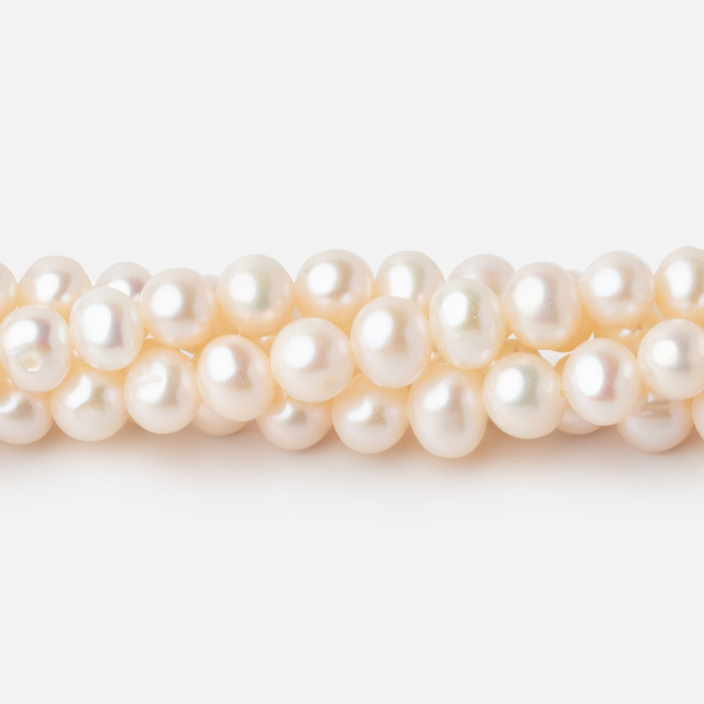 6x5-7x6mm Cream Rose' Off Round Freshwater Pearls 16 inch 71 pcs (ONLINE ORDER ONLY)