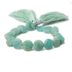 10.5-11.5mm Matte Amazonite plain coin beads 7.5 inch 17 pieces (ONLINE ORDER ONLY)