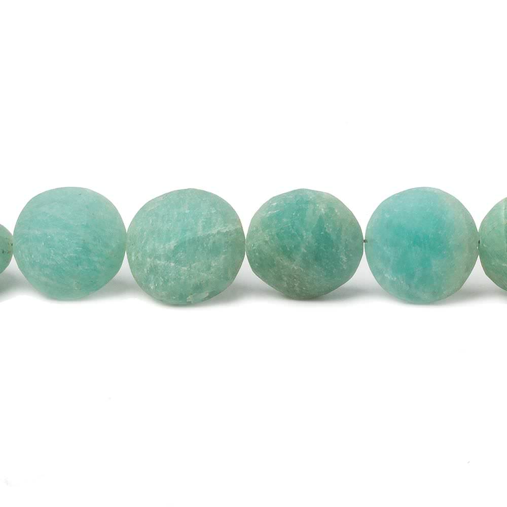 10.5-11.5mm Matte Amazonite plain coin beads 7.5 inch 17 pieces (ONLINE ORDER ONLY)