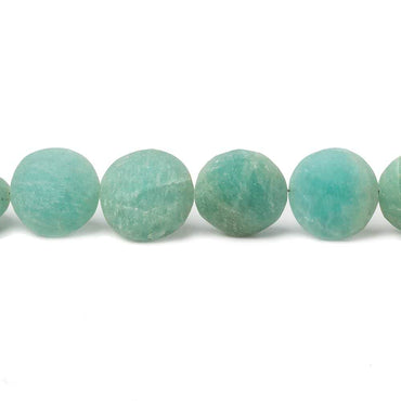 10.5-11.5mm Matte Amazonite plain coin beads 7.5 inch 17 pieces (ONLINE ORDER ONLY)