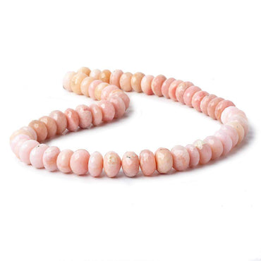 10.5-12.5mm Pink Peruvian Opal faceted rondelle 15.5 inch 58 beads AA grade (ONLINE ORDER ONLY)