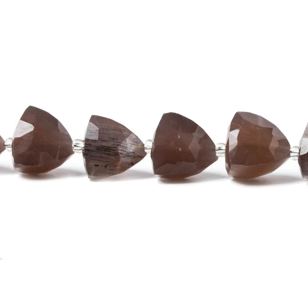 10.5-12mm Chocolate Moonstone faceted trillion beads 8 inch 16 pieces (ONLINE ORDER ONLY)