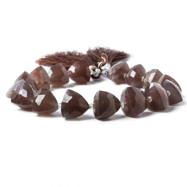 10.5-12mm Chocolate Moonstone faceted trillion beads 8 inch 16 pieces (ONLINE ORDER ONLY)