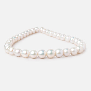 10.5-13.5mm White Off Round Freshwater Pearls 16 inch 36 Beads AA (ONLINE ORDER ONLY)